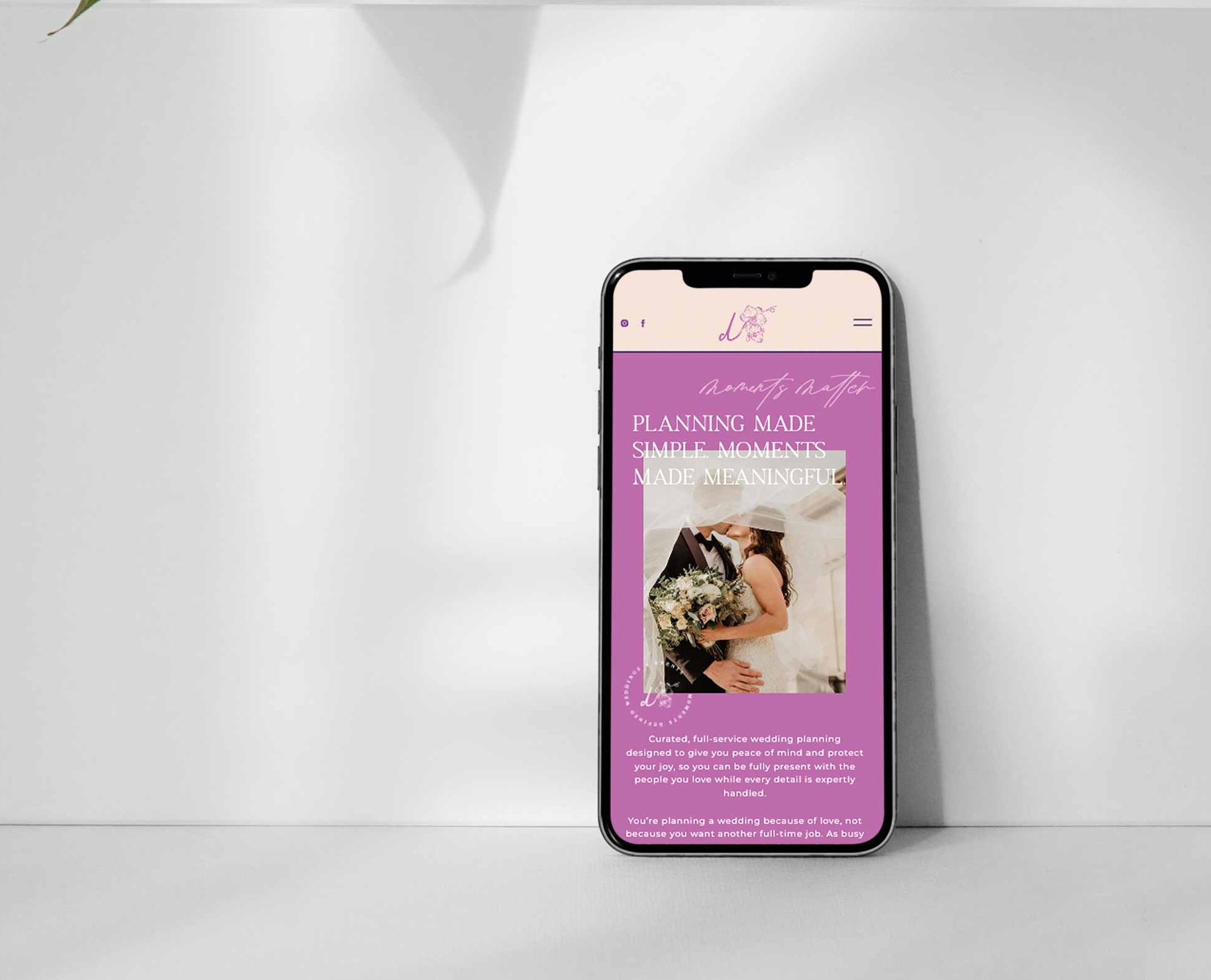 iphone with wedding events website design in tampa florida